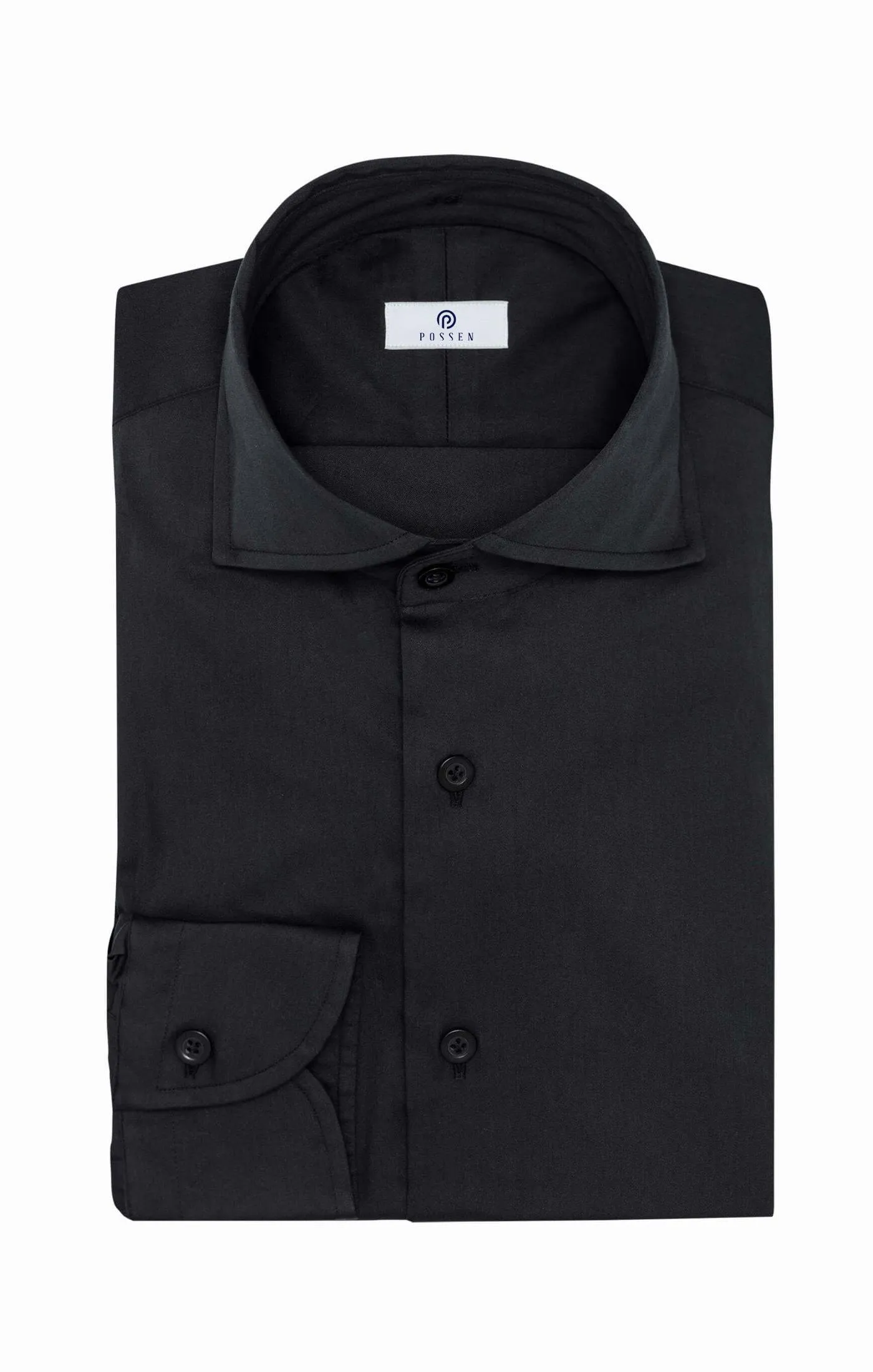 Albini Black Stretch Satin 365 Easy Care Cotton