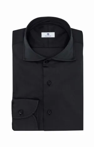 Albini Black Stretch Satin 365 Easy Care Cotton