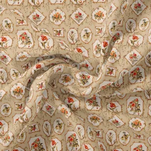 Attractive Floral Shape Valley Digital Printed Fabric - Tusser Silk