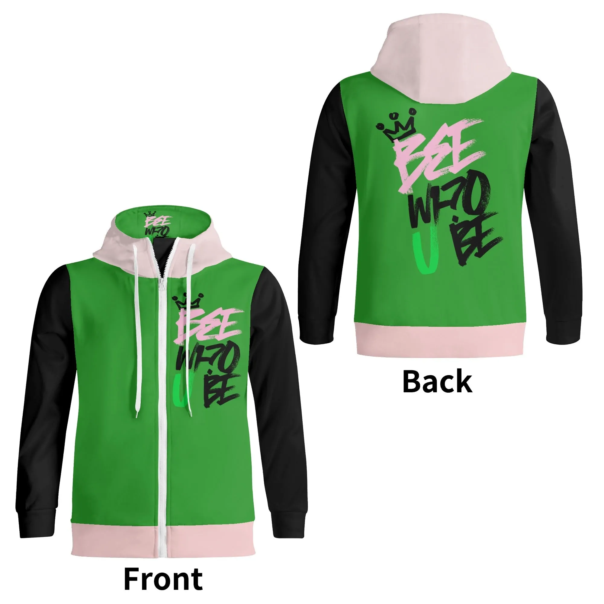 Bee Who U Be Adult Full Zip Turtleneck Hoodie Streetwear