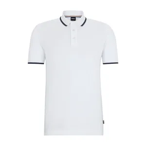 BOSS - PARLAY 190 Interlock-Cotton Slim-Fit Polo With Tipping Detail 50494697 101