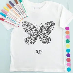 Butterfly T-Shirt Personalised To Colour in