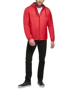 Calvin Klein Mens Windbreaker Hooded Coat XL Red Solid