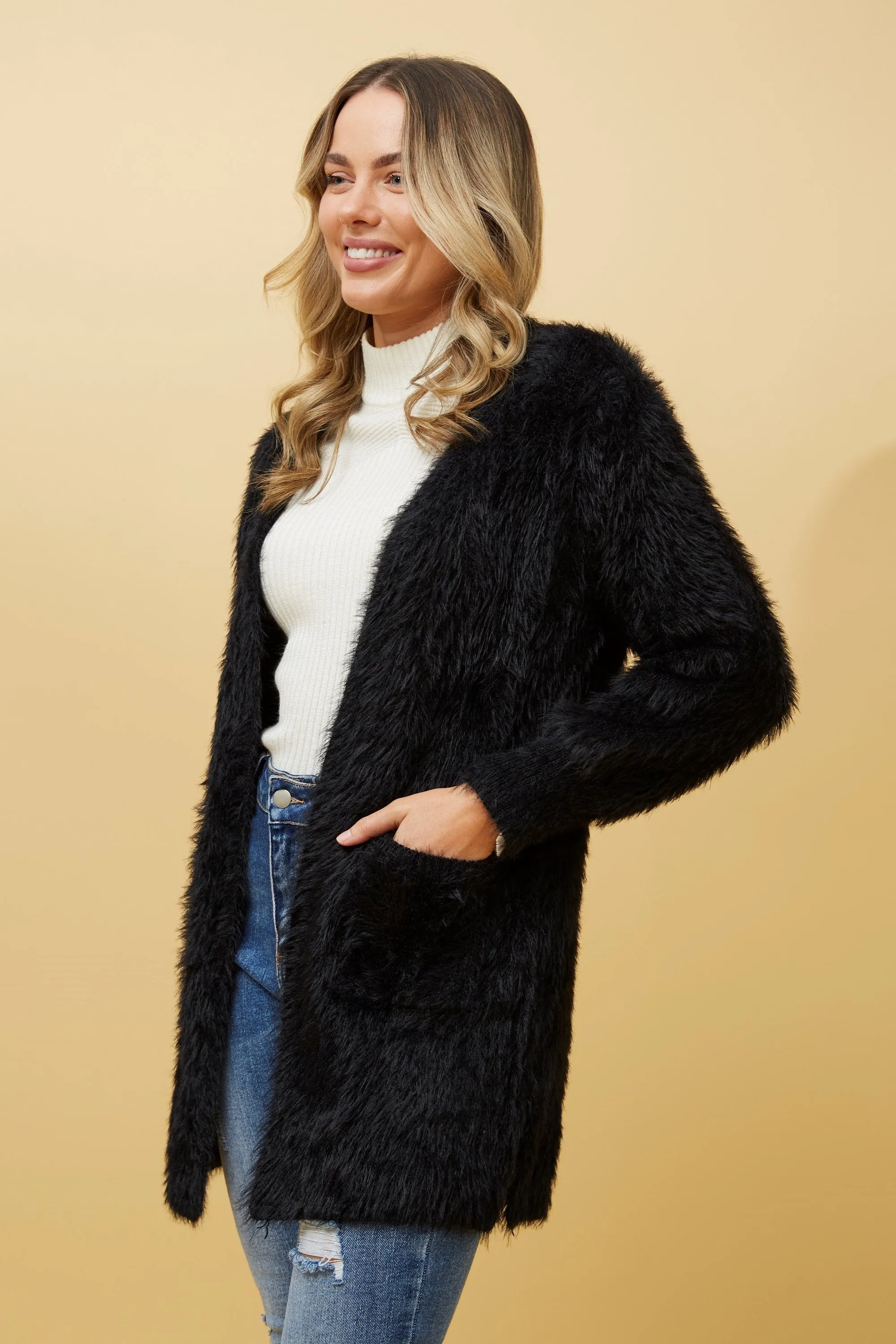 Caroline Morgan Eyelash Knit Cardigan