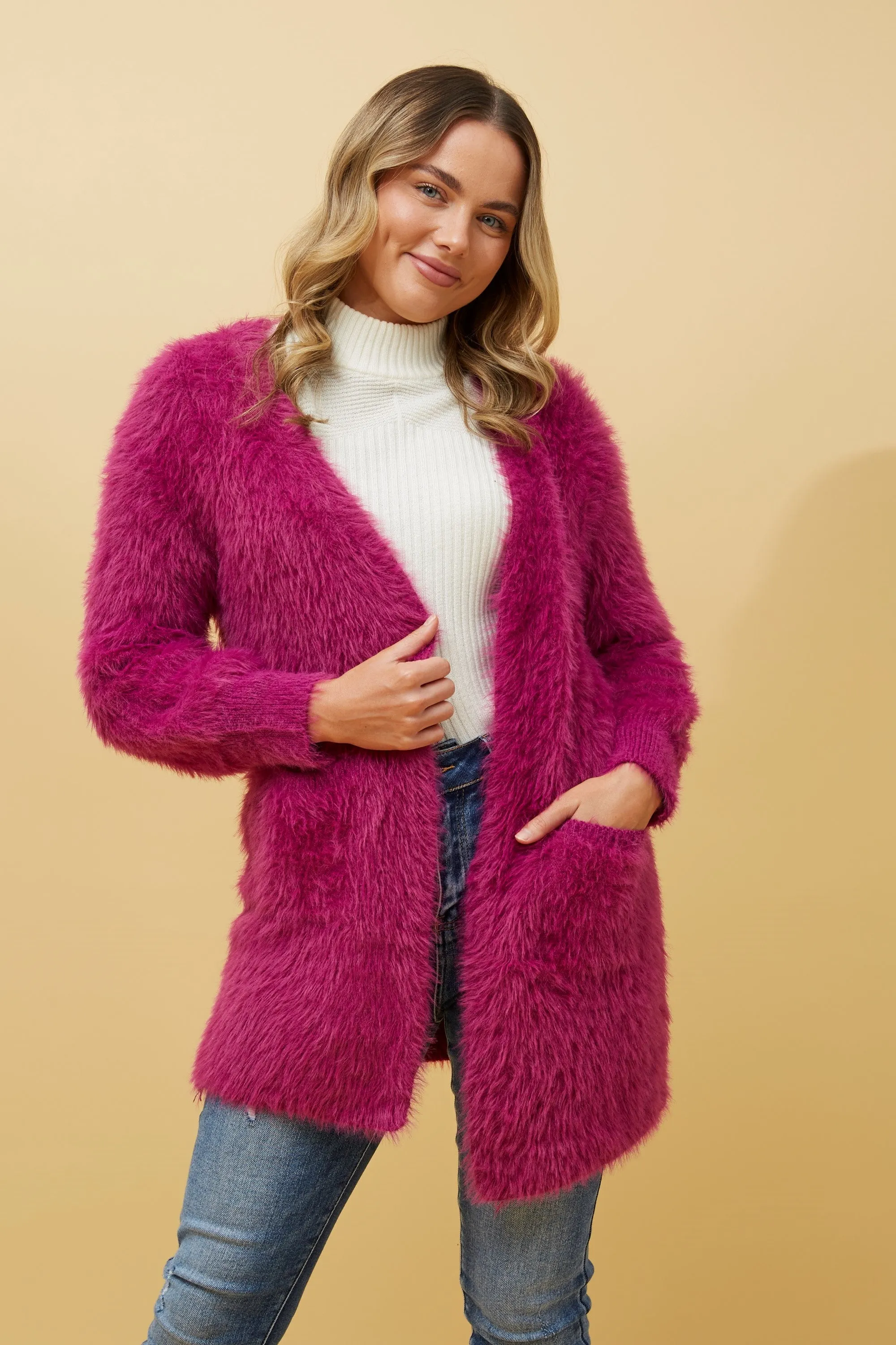 Caroline Morgan Eyelash Knit Cardigan