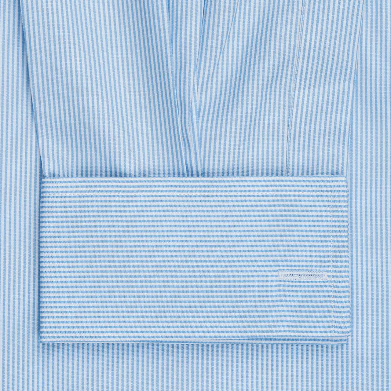 Classic Fit Neat Stripe Poplin Double Cuff Shirt in Sky Blue