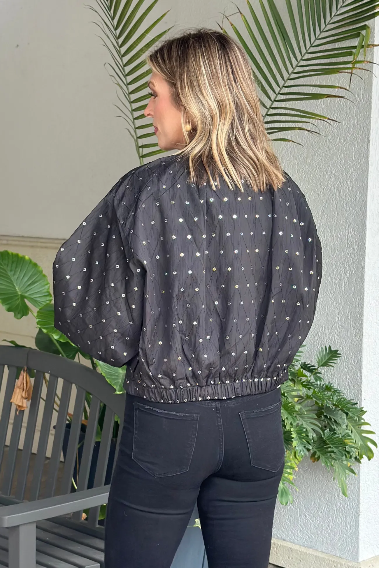 Dolce Cabo Black Embellished Balloon Sleeve Jacket