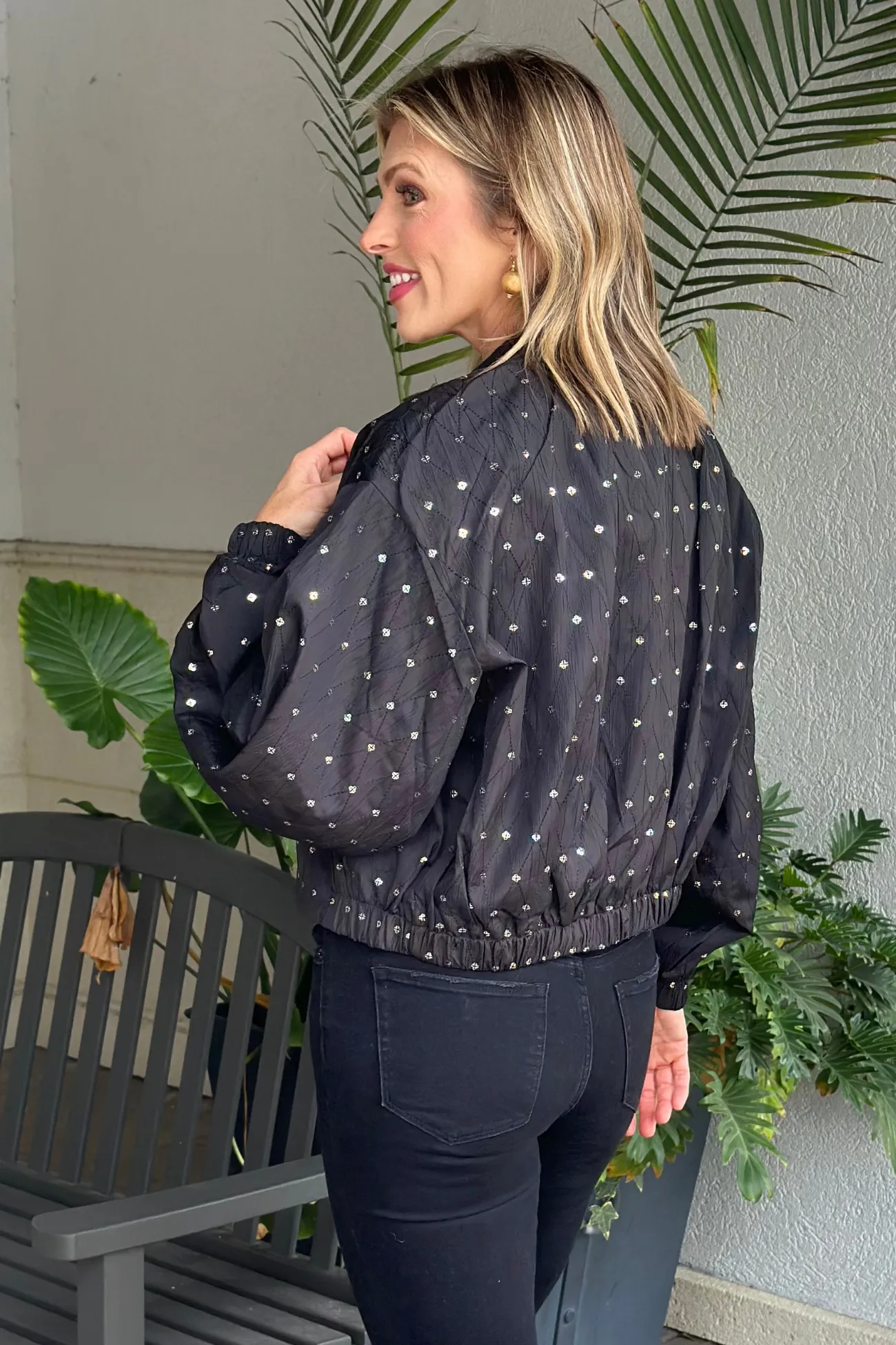 Dolce Cabo Black Embellished Balloon Sleeve Jacket