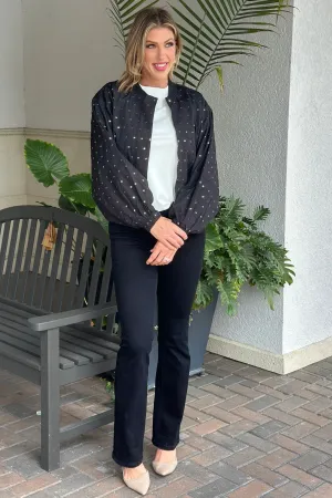 Dolce Cabo Black Embellished Balloon Sleeve Jacket