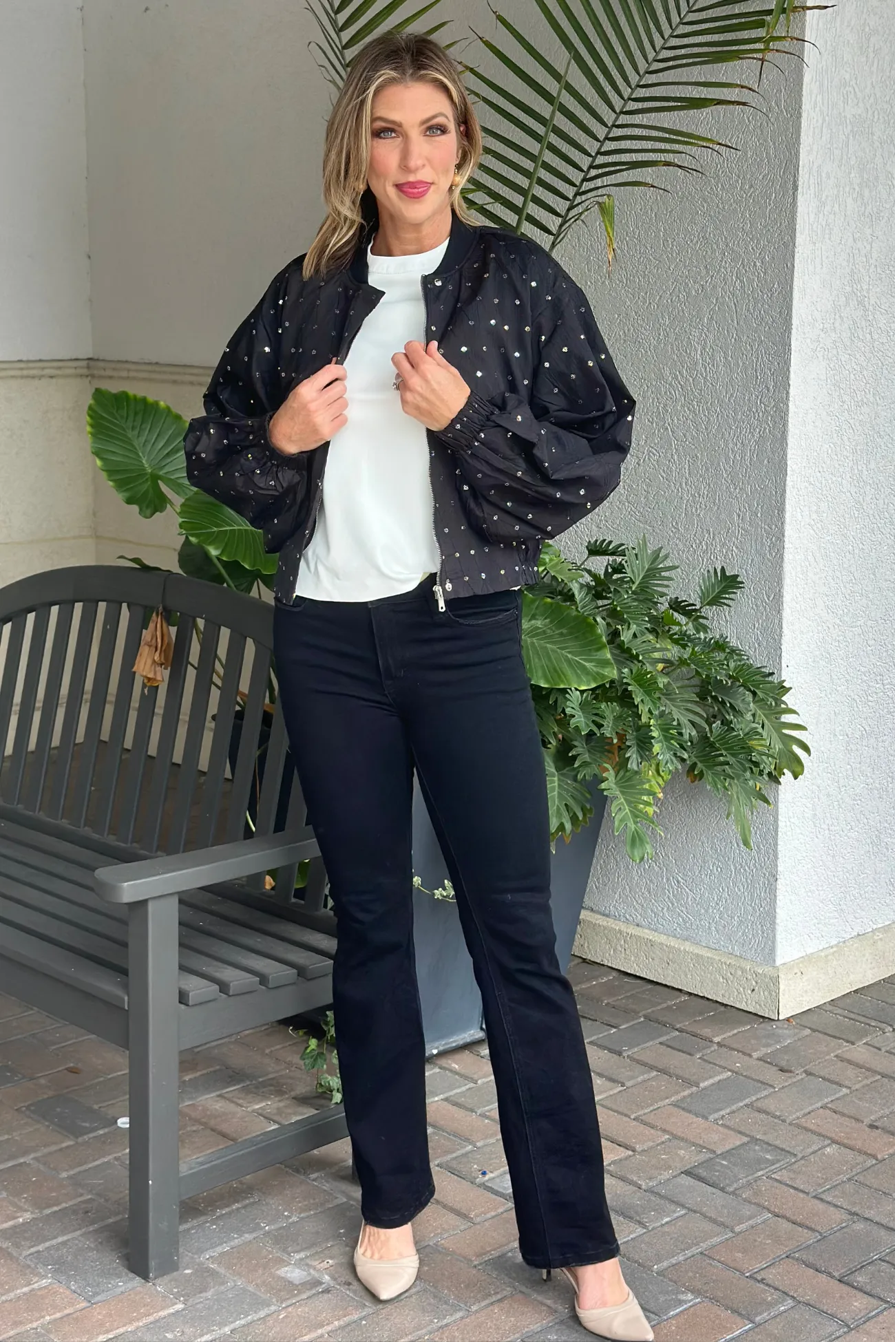 Dolce Cabo Black Embellished Balloon Sleeve Jacket