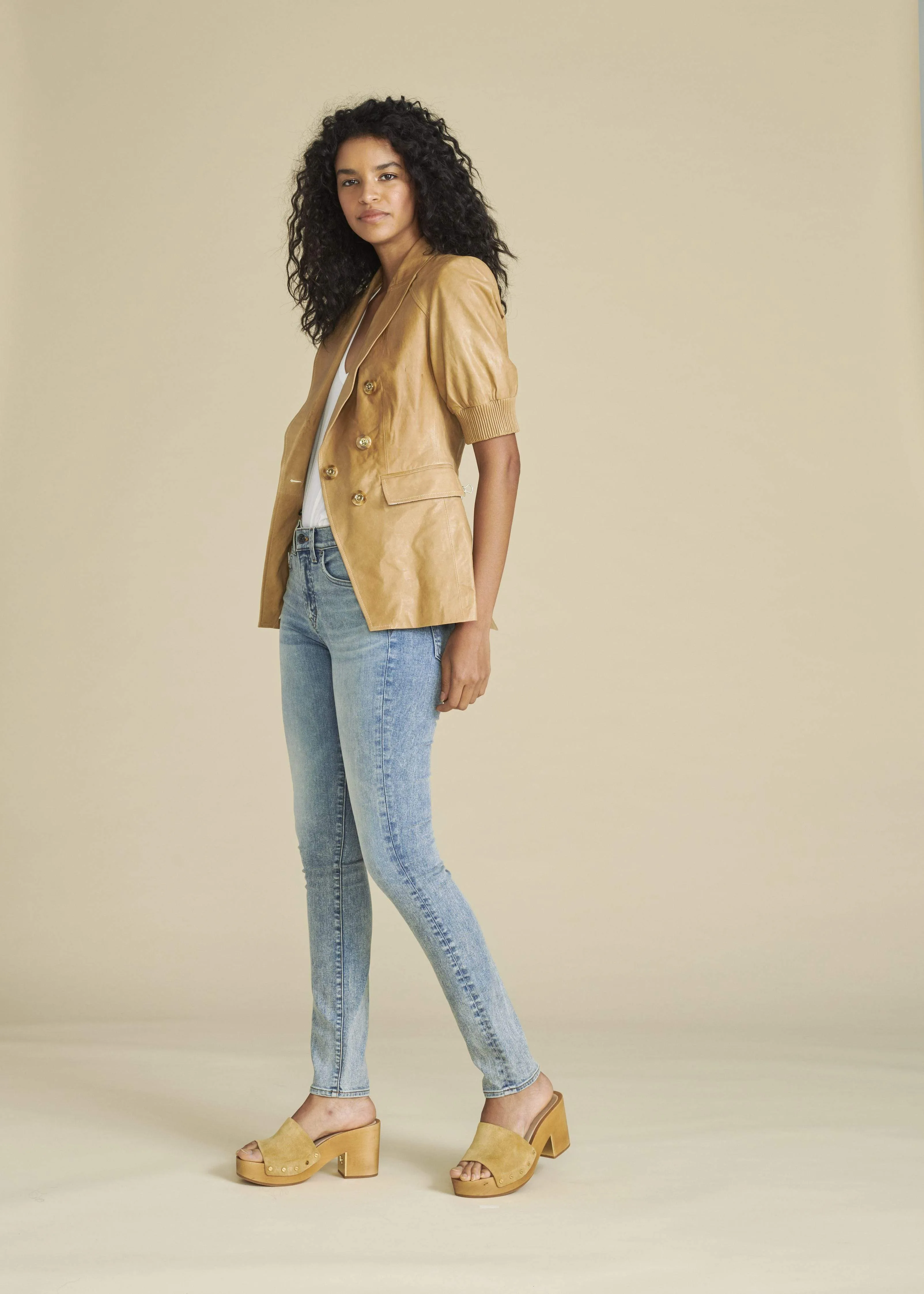 Edra Leather Dickey Jacket - Khaki