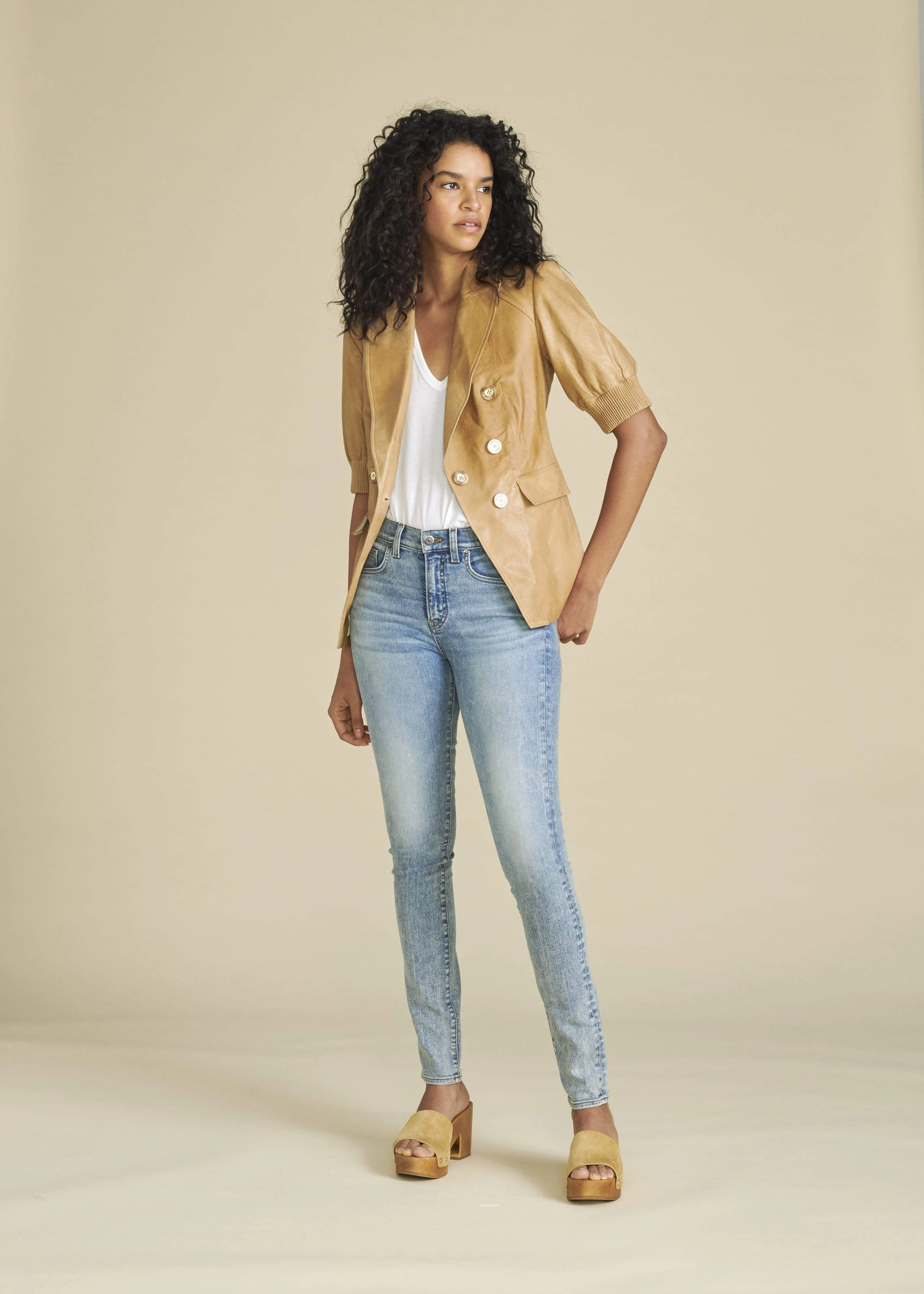 Edra Leather Dickey Jacket - Khaki