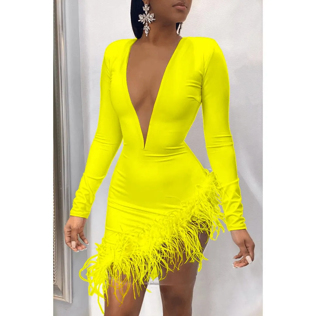 Elegant Deep V-Neck Dress
