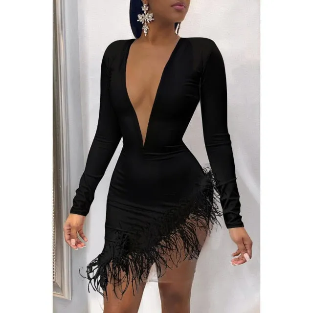 Elegant Deep V-Neck Dress