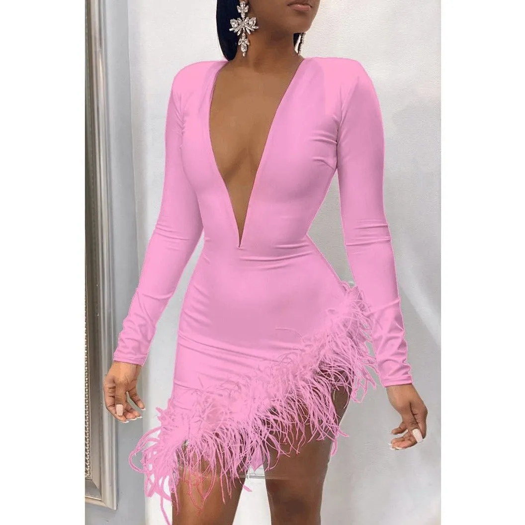 Elegant Deep V-Neck Dress