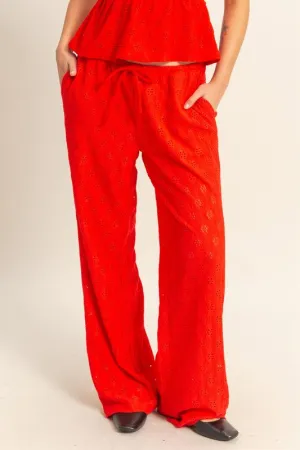 Eyelet Drawstring Pants