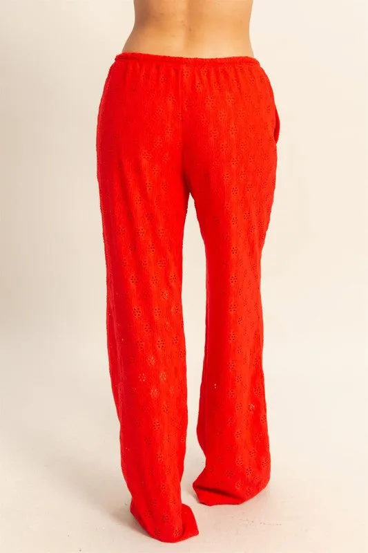 Eyelet Drawstring Pants