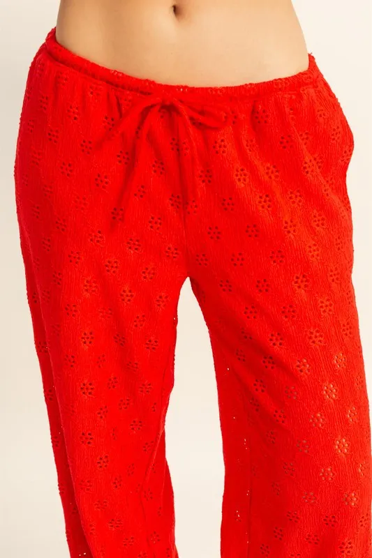 Eyelet Drawstring Pants