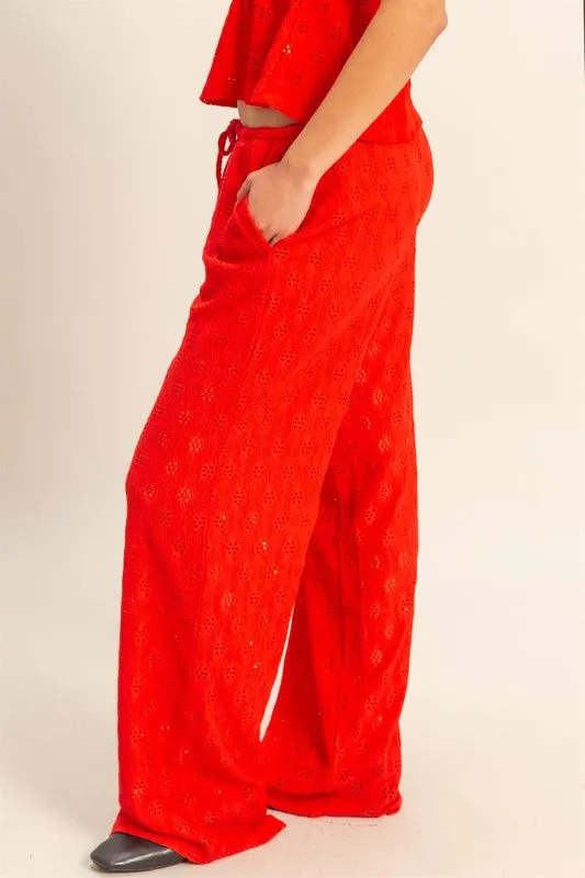 Eyelet Drawstring Pants
