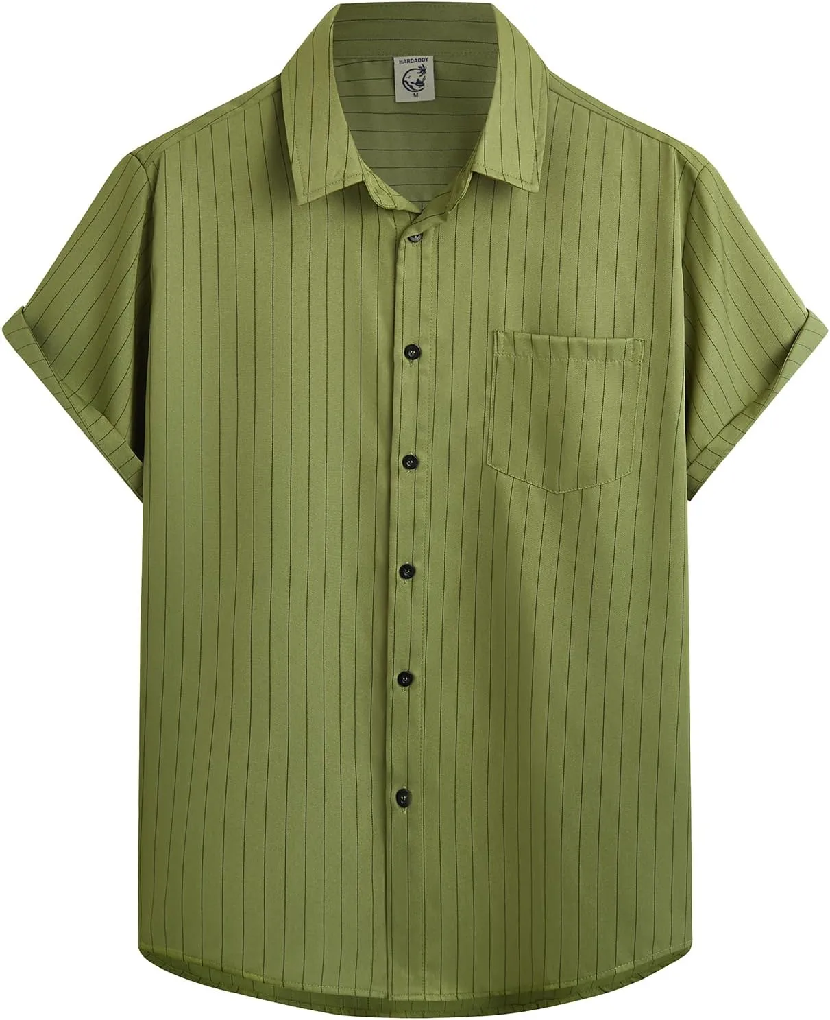 Hardaddy Men's Casual Striped Shirts Button Down Short Sleeve Blouse Summer Hawaiian Shirt