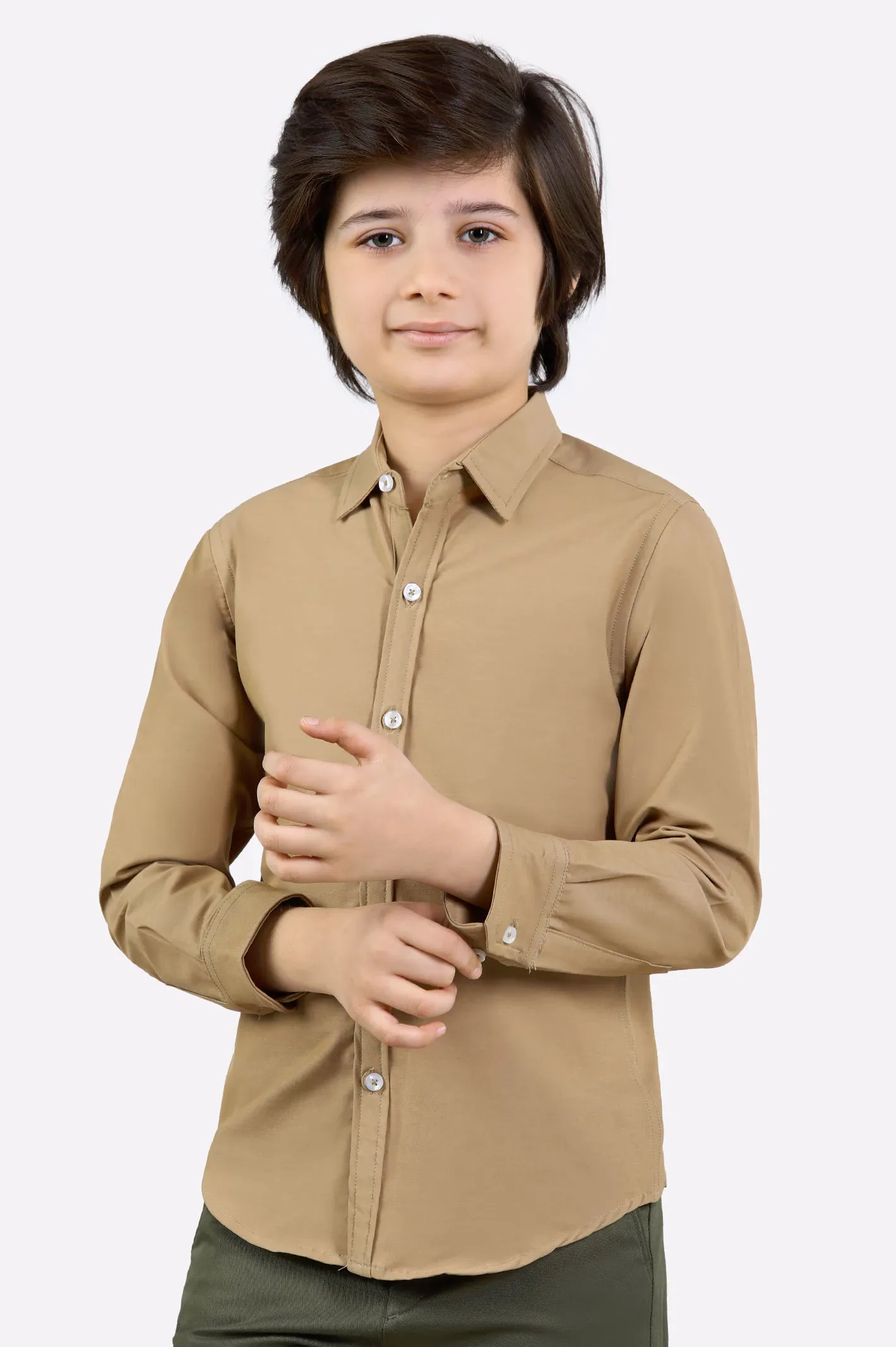 Khaki Plain Casual Shirt