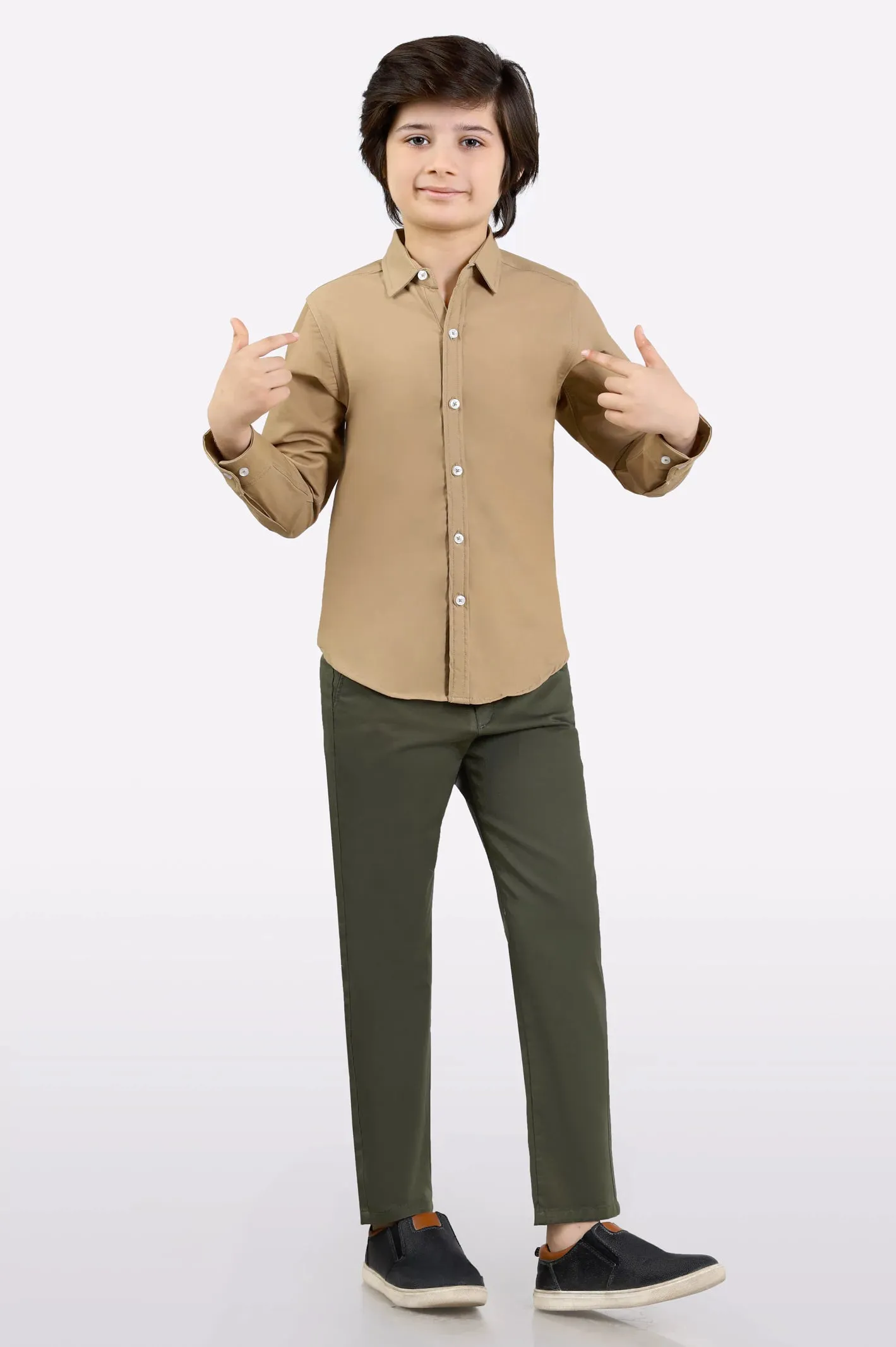 Khaki Plain Casual Shirt