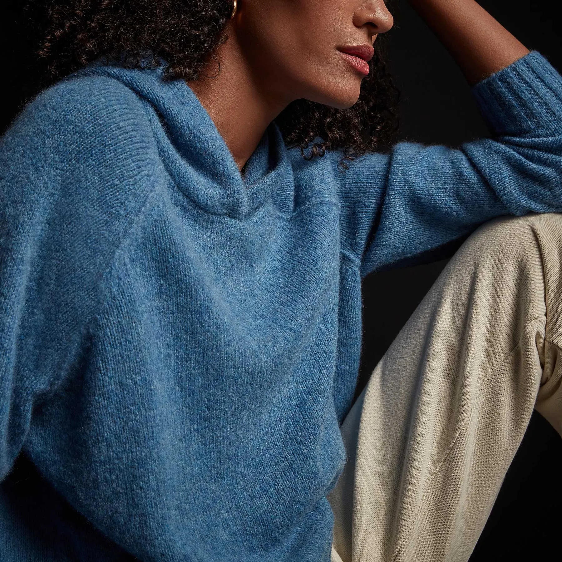 Lightweight Cashmere Hoodie - Blue Raspberry