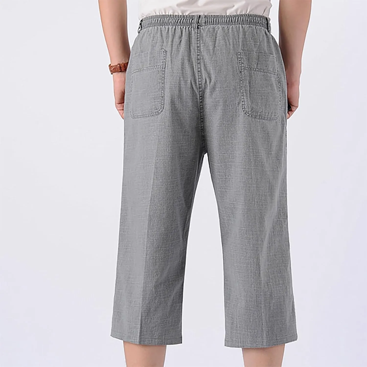 Linen Pants Mens Casual Pants Relaxed-Fit Beach Pants Summer Yoga Pants Drawstring Elastic Waist Pants