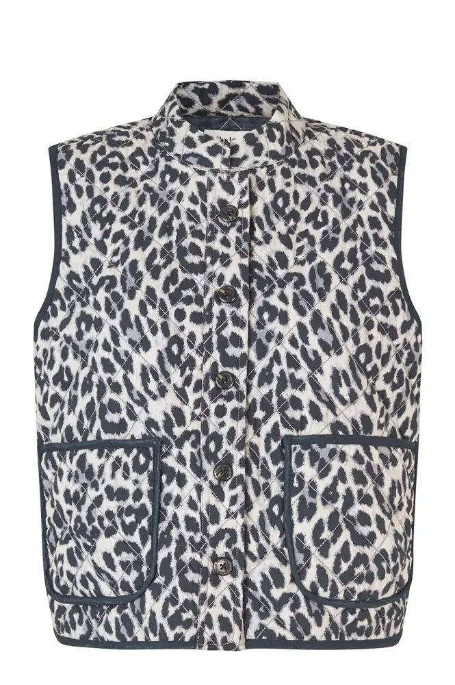 Lolly's Laundry Cairo Grey Leopard Print Quilted Vest