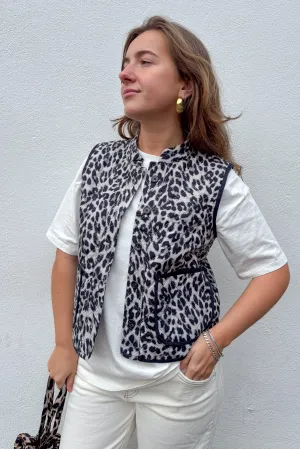Lolly's Laundry Cairo Grey Leopard Print Quilted Vest