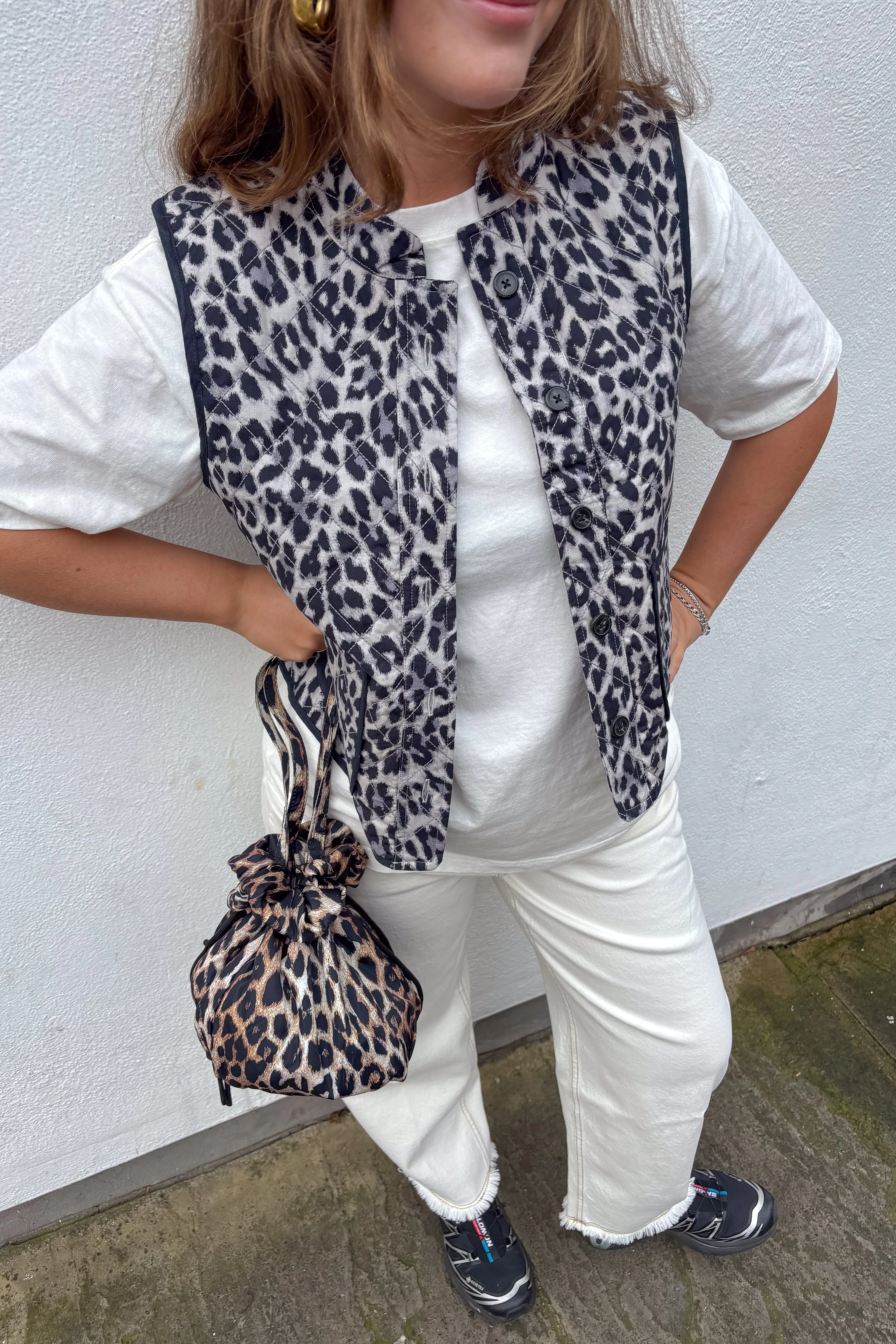 Lolly's Laundry Cairo Grey Leopard Print Quilted Vest