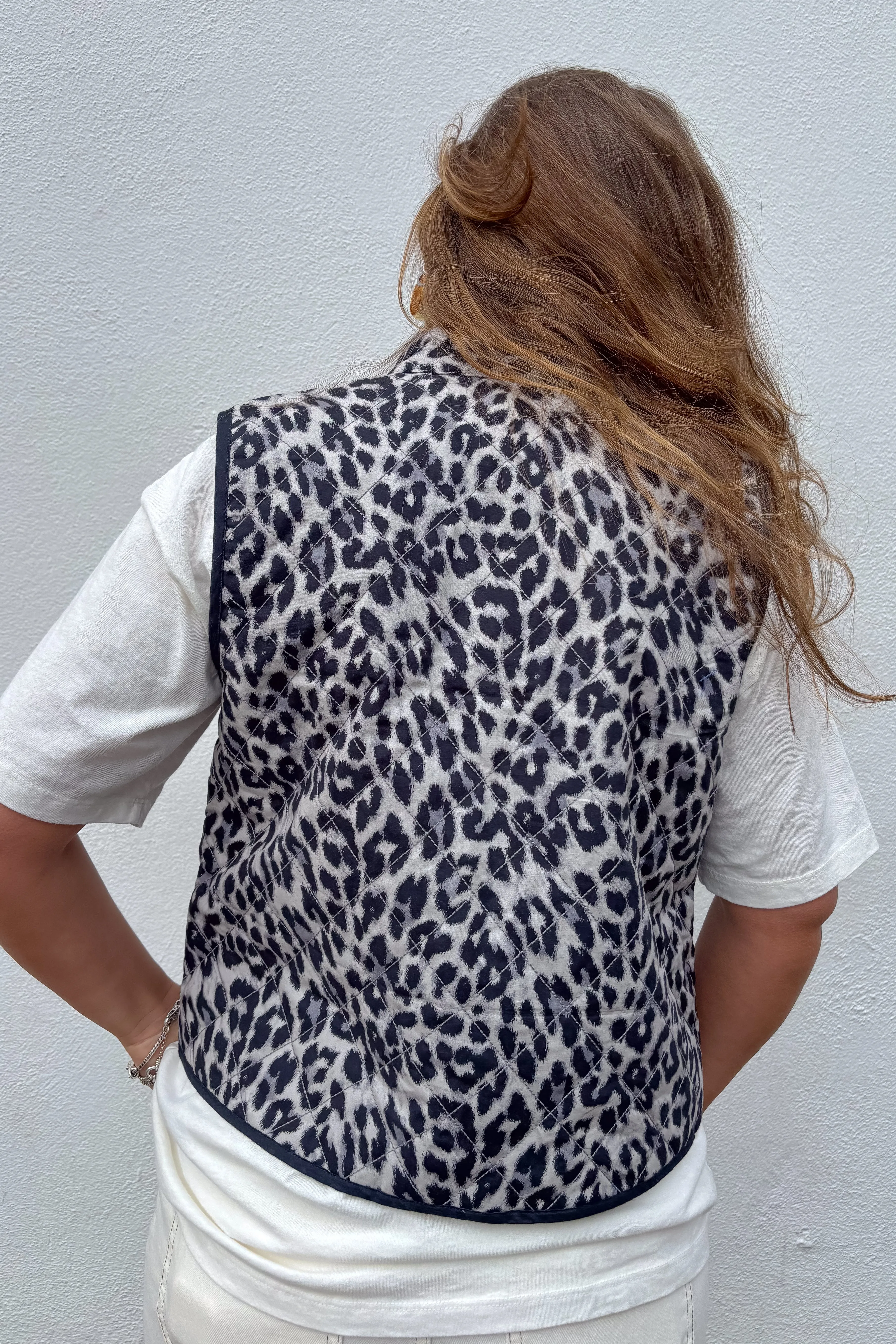 Lolly's Laundry Cairo Grey Leopard Print Quilted Vest