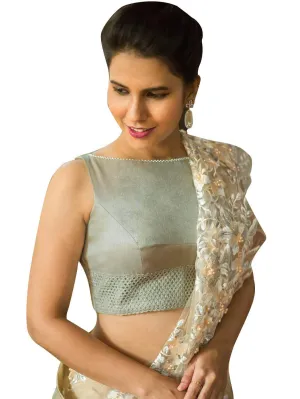 Readymade Designer Indian Style Padded Blouse - Silver
