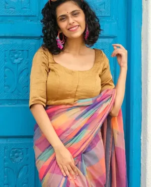 Readymade Gold Handloom Chanderi Silk Blouse