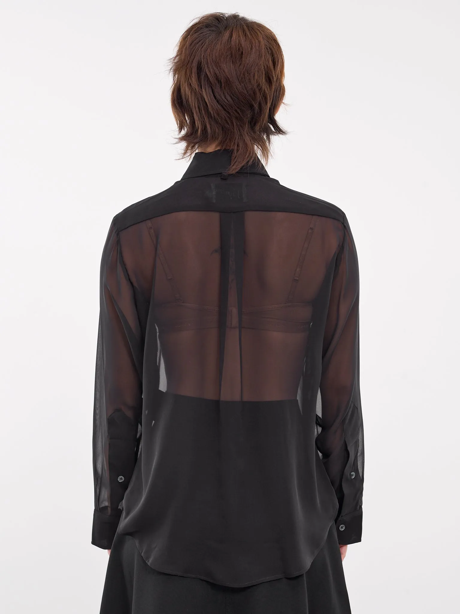 Sheer Chiffon Shirt & Tie (VAQ08B003-BLACK)