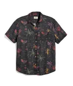 Short Sleeve Cotton Plain Weave Wizard Print Shirt in Midnight Palms