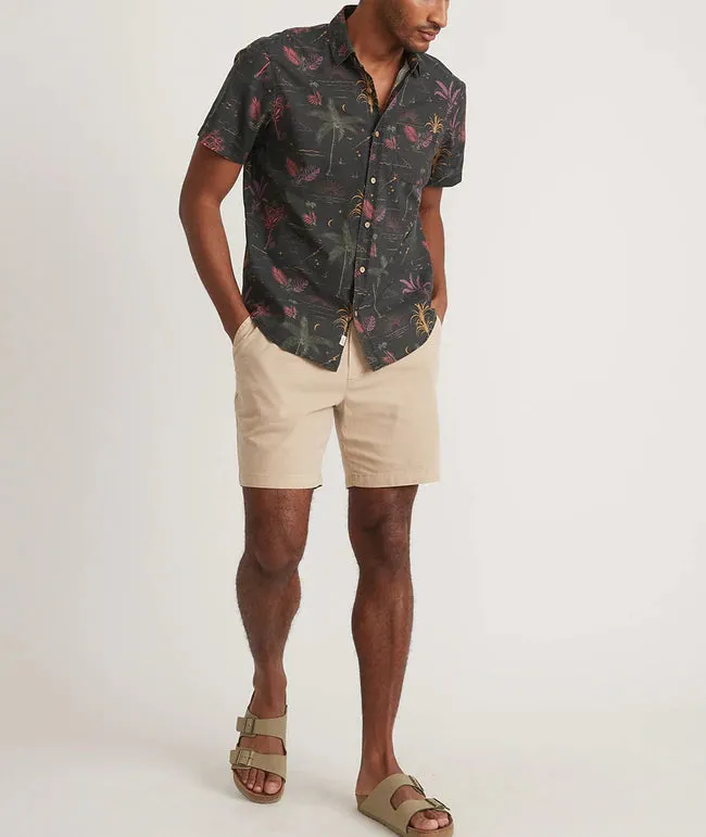 Short Sleeve Cotton Plain Weave Wizard Print Shirt in Midnight Palms