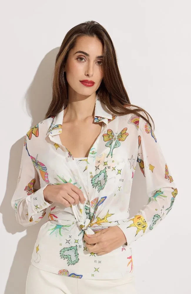 Sun Butterfly Blouse with Mesh Tank