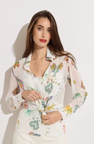 Sun Butterfly Blouse with Mesh Tank