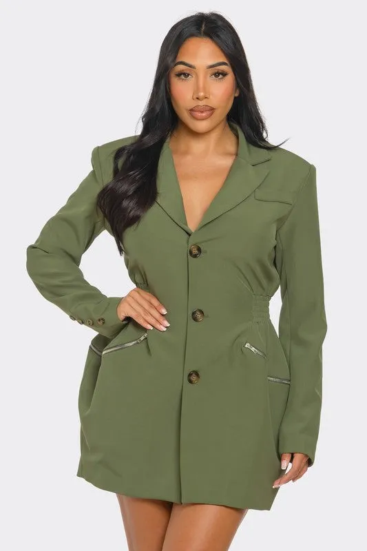 Tailored Utility Blazer Mini Dress