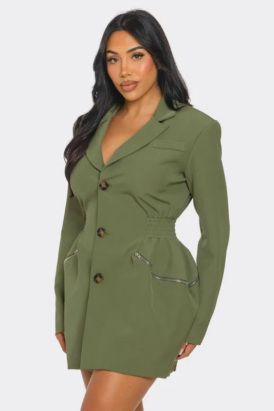 Tailored Utility Blazer Mini Dress