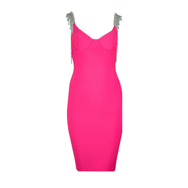 Tassel Sleeve Slip Bandage Dress