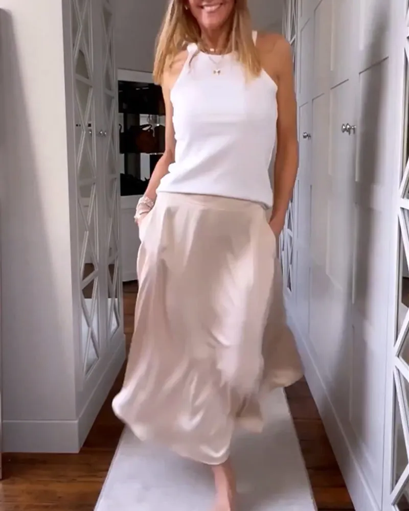 TastyHottie - Elegant solid color skirt