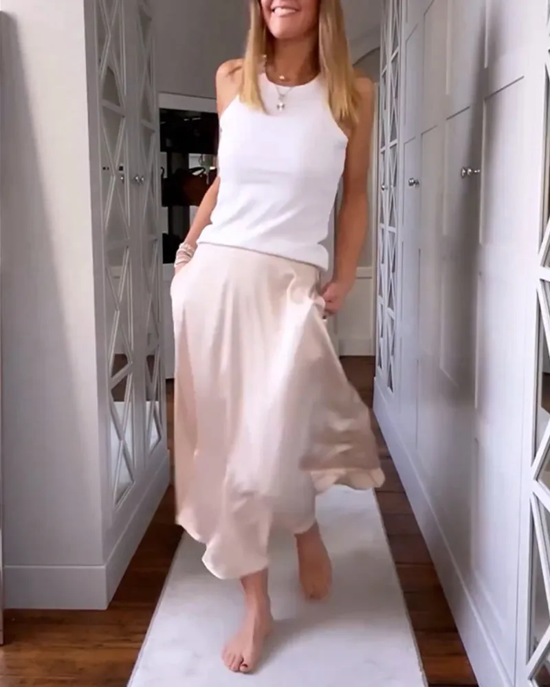 TastyHottie - Elegant solid color skirt