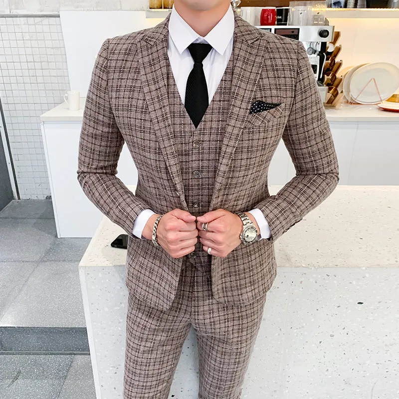 West Louis British Style Business Three Piece Set Suit