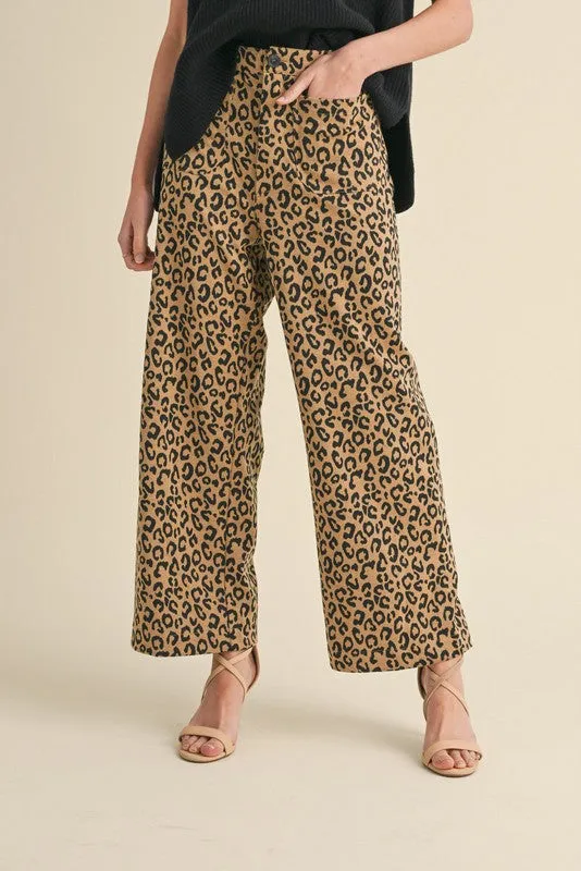 Wide Leg Leopard Pants