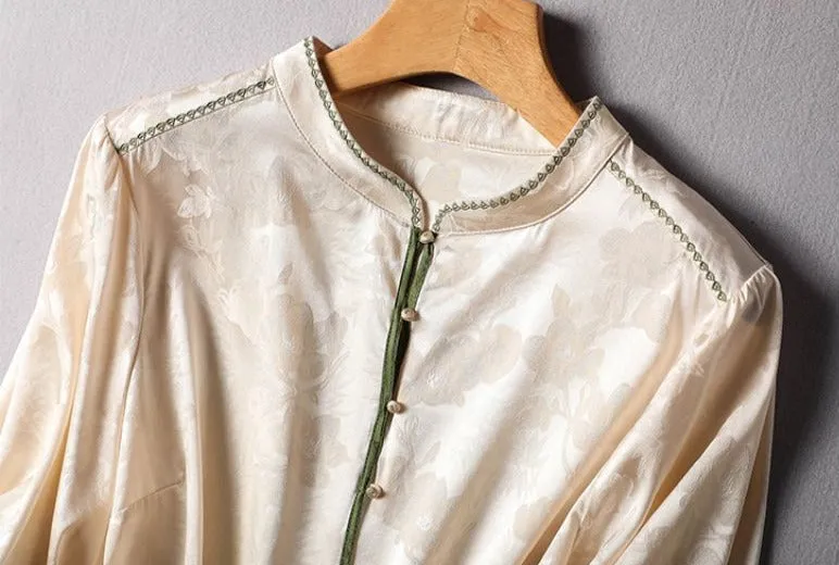 Women Floral O-Neck Korean Chic Blouses