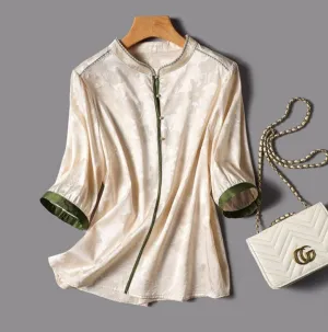 Women Floral O-Neck Korean Chic Blouses
