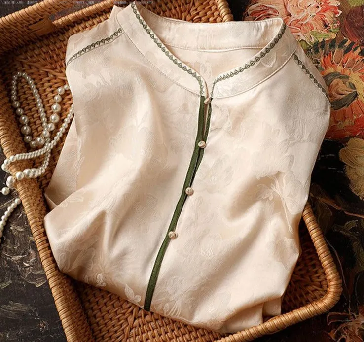Women Floral O-Neck Korean Chic Blouses