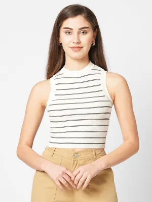 Women Striped Flat Knit Tank Top